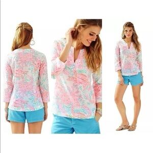 Lilly Pulitzer Amelia Island Tunic XS Resort White Getting Steamy Print NWT